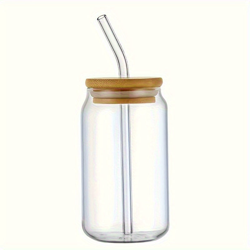 BrewJoy Set — Vasos de Vidrio con Tapa, Bombilla y Cepillo (4 Piezas)