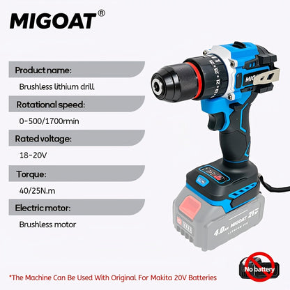 MIGOAT PowerDrill YW — Taladro Percutor Inalámbrico 410W para Uso Profesional y DIY (Sin Batería Incluida)
