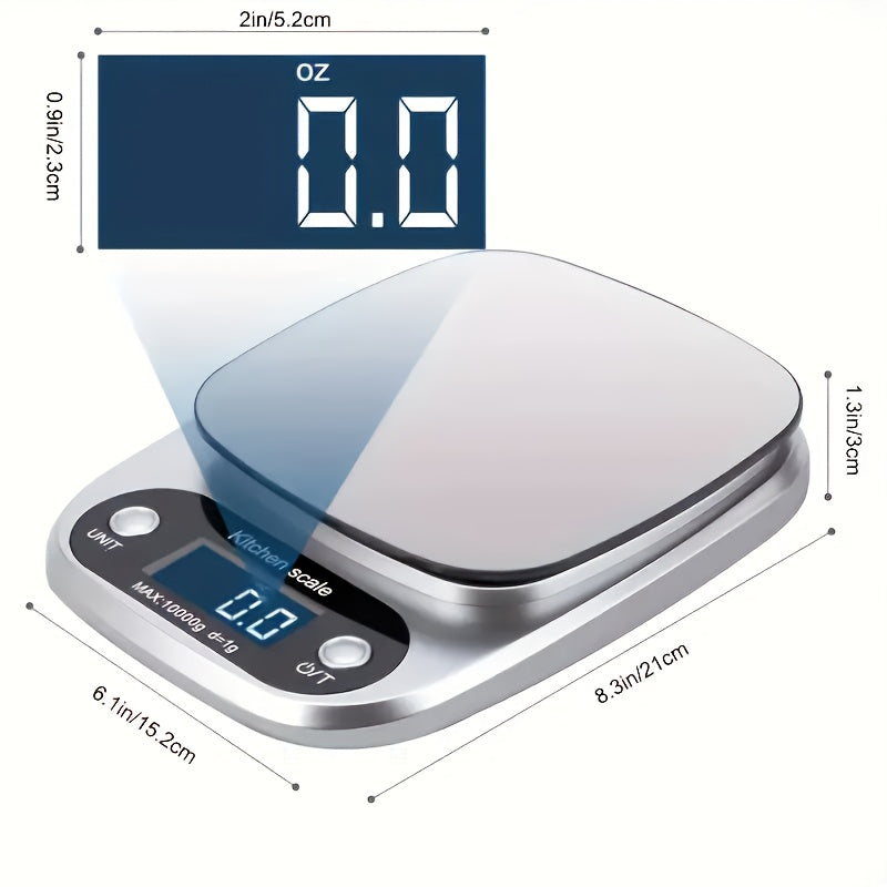 Precision Digital Kitchen Scale - High Precision, Stylish Design with LCD Display, Multi-Unit Measurements, Stainless Steel Face, AAA Battery Powered, Suitable for Home and Professional Use, Food Weighing Kitchen Scale, Durab
