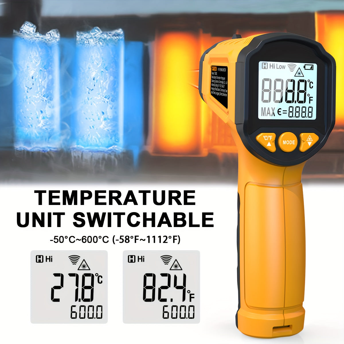 HYTAIS Infrared Thermometer with Laser Aiming - Fast Reading, Non-Contact, Wide Temperature Range (-50°F to 1112°F), Perfect for Cooking and Baking, Baking Thermometer | Digital Display | Plastic Body, Thermometer for Oven