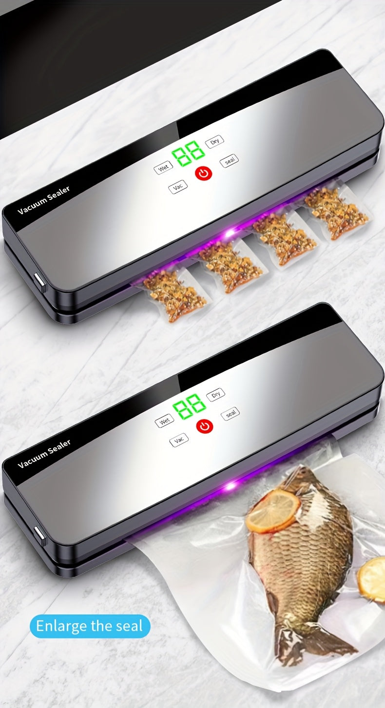 Multifunctional Automatic Food Sealer, Portable Wireless Vacuum Sealer with Manual Start/Stop, Digital Display, Snack Bag Sealing, Long-Term Food Preservation, Compact and Easy-to-Use Design, Suitable for Kitchen and Outdoor