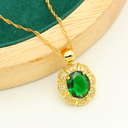 EmeraldLuxe 5 — Set de Joyería Vintage con Piedra Verde y Zirconia Cúbica (5 Piezas)