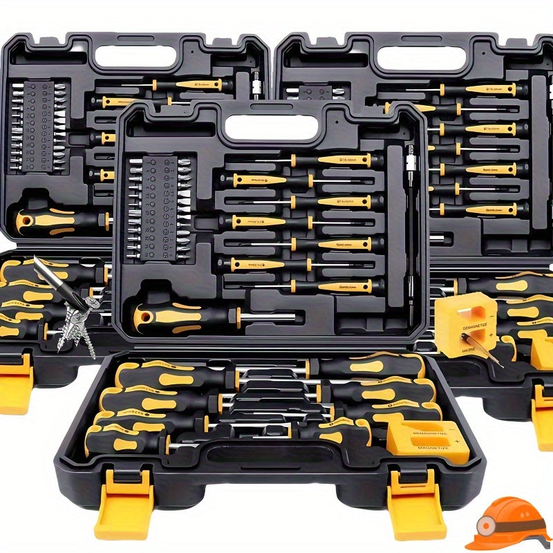 1 Box Upgraded Professional Screwdriver Set with Magnetic Drill Bit Holder - Chrome Vanadium Steel Material, Includes Slotted, Cross, Hex, Precision Tool Screwdriver - Durable Repair Kit for DIY and Industrial Use