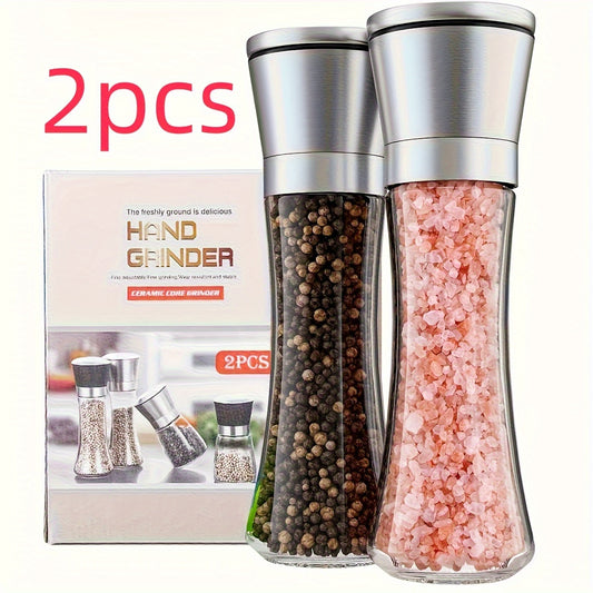 FlavorMill FD — Set of 2 Salt and Pepper Mills in Stainless Steel and High Glass (Adjustable Ceramic)