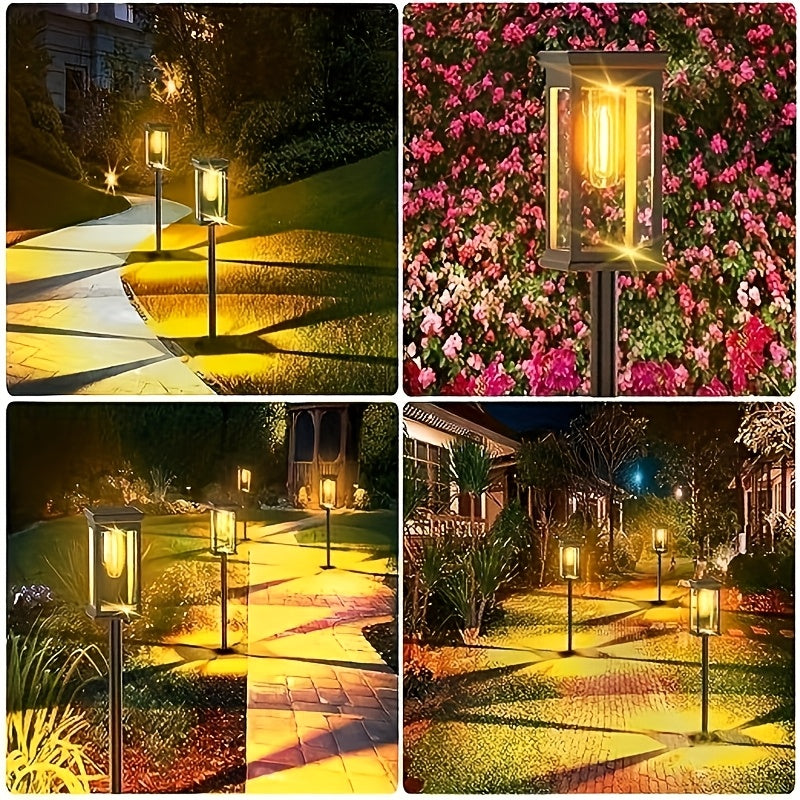 Two Packs of Solar Landscape Lights Warm Light Ground Pathway Decorative Yard IP54 Outdoor Lighting Ambiance Lamp