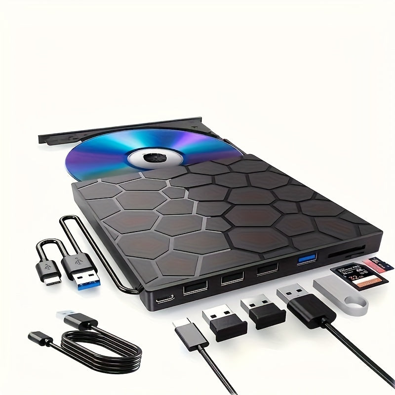 SlimBurn 8 — Unidad Externa CD/DVD 8 en 1 USB 3.0 para Laptop y PC