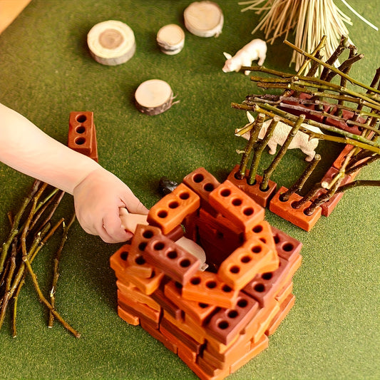 MiniLadrillos JV — Set de 40/60/200 Ladrillos Rojos de Tres Orificios para Construcción de Modelos (Material PC)