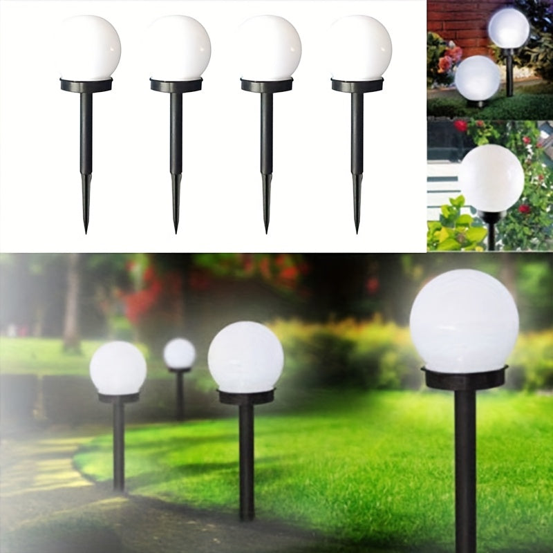 6-Pack Solar Spherical Lights, Solar Powered White Spherical Bulbs for Lawn and Garden Path Lighting, Low Voltage, Polished Finish, Plastic Material, Suitable for Yard and Garden Decor, Outdoor Lighting, Elegant Ball Design,