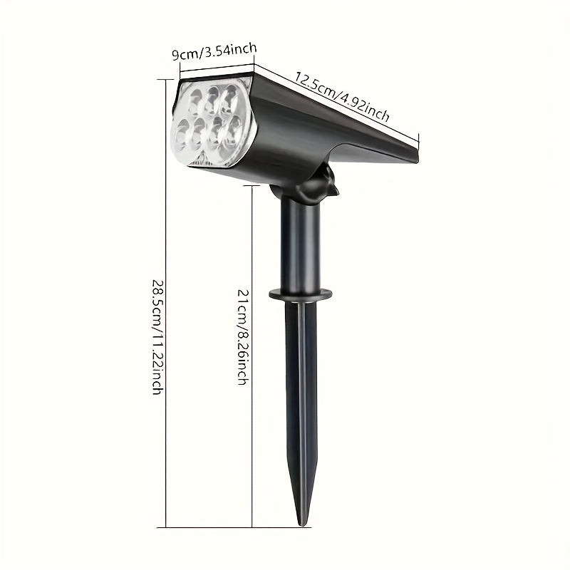 7LED Solar Powered Spotlight, Solar Charging, Wall Mount/Ground Stake Dual Use, Portable and Easy to Place, Landscape and Path Lighting, Flexible and Convenient Installation, Suitable for Porch, Fence, Yard Trees, Flower Beds