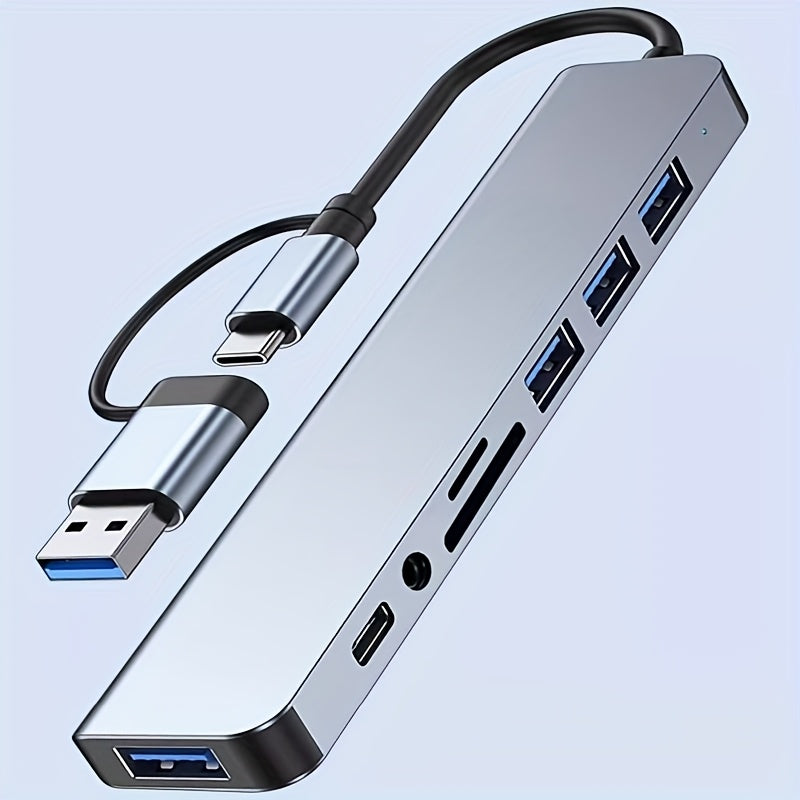 TechDock 8 — Estación de Conexión USB 3.0 Tipo-C para Laptop y PC (8 en 1)