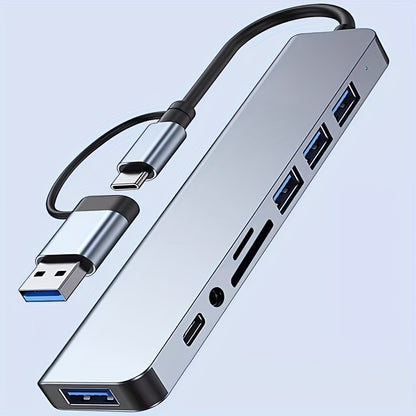 TechDock 8 — Estación de Conexión USB 3.0 Tipo-C para Laptop y PC (8 en 1)