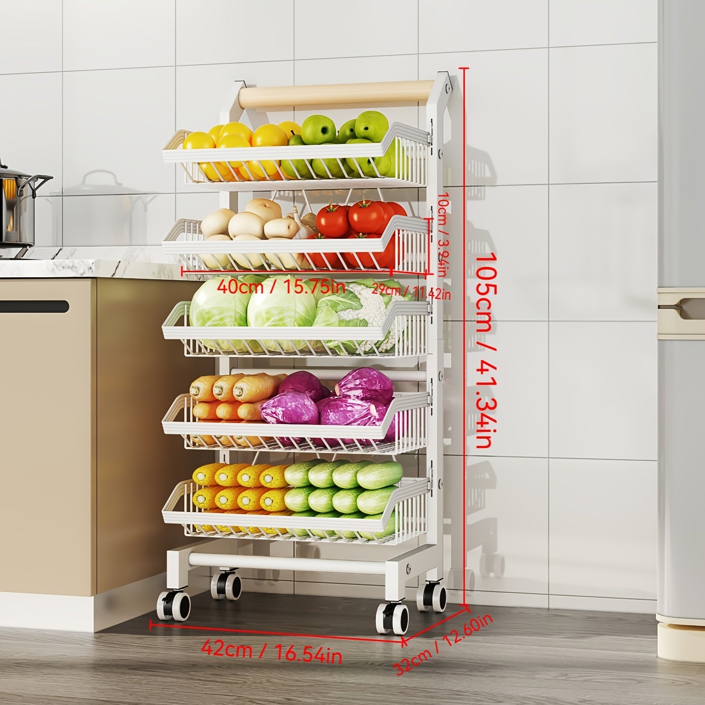 Heavy-Duty Stainless Steel Utility Cart with Locking Brake Wheels, No Assembly Needed - Heavy-Duty Construction, Space-Saving Design for Kitchen, Office, Warehouse - Ideal for Home, Commercial Use - HEART LEAF, Food Storage,