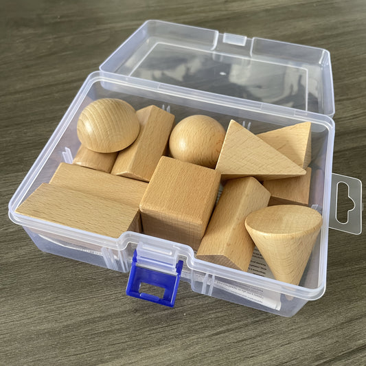 GeoBox JW — Set de Figuras Geométricas en Madera de Haya (Color Blanco, con Caja Plástica)