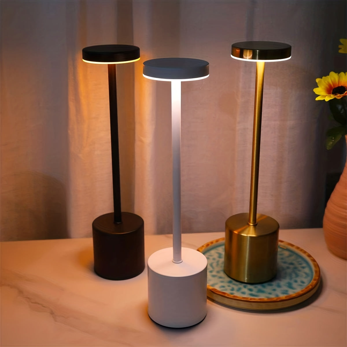 1pc Modern LED Desk Lamp with Touch Control - Rechargeable Lithium Battery, USB Charging, Adjustable Brightness, Uplight for Home, Office, Bar, and Bedroom Decor, Bar Light | Modern Desk Lamp | Touch Control Lamp, Desk Lamp