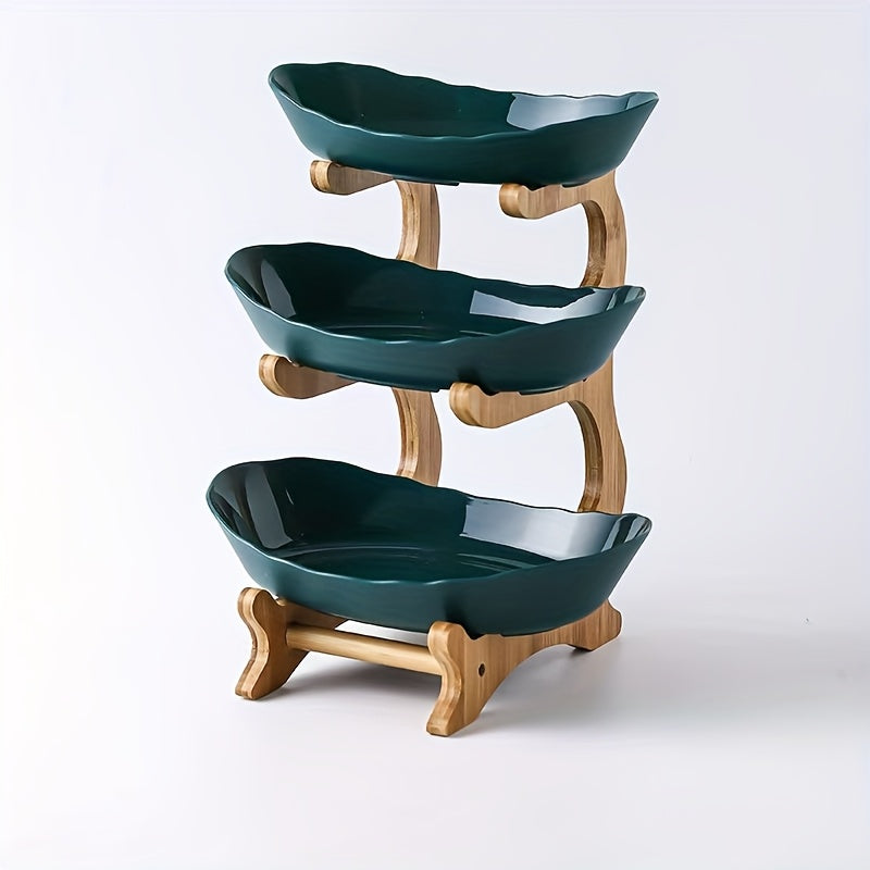 2/3-Tier Wooden Fruit And Vegetable Basket with Wooden Legs - Versatile Kitchen Organizer for Fruits, Vegetables, And Iced Food - Perfect for Refrigerator Storage, Fruit Basket for Kitchen