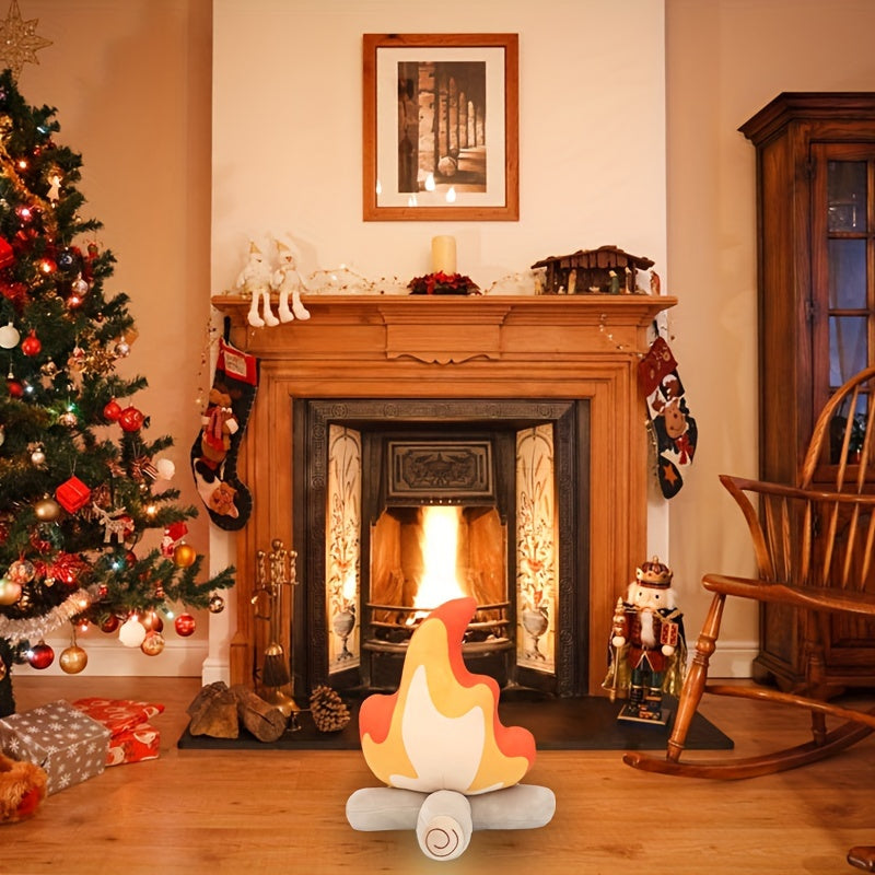 Cozy 29.97cm Bonfire Plush Toy - Soft, Cuddly Firewood Pillow for Camping & Room Decor | Perfect Gift for Family and Friends