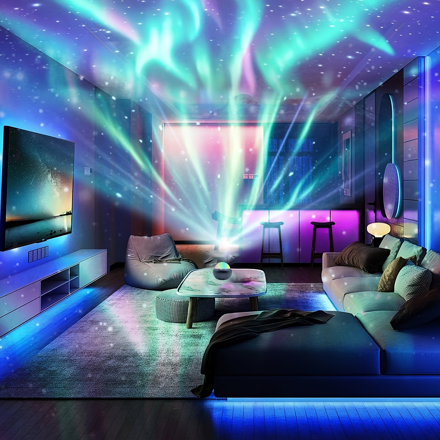 Small Magic Ball Contains Beautiful Northern Lights, A Variety Of Light Color Rotation Changes, USB Plug-In Remote Control Light Effect, Suitable for Bedroom Living Room Party