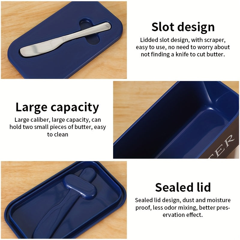 Premium Food Grade PP Butter Dish with Knife - Large, Durable, and Easy-to-Clean Butter Keeper for Countertop - Perfect for Home Use, Freshness Keeper | Sleek Design | Durable Plasti