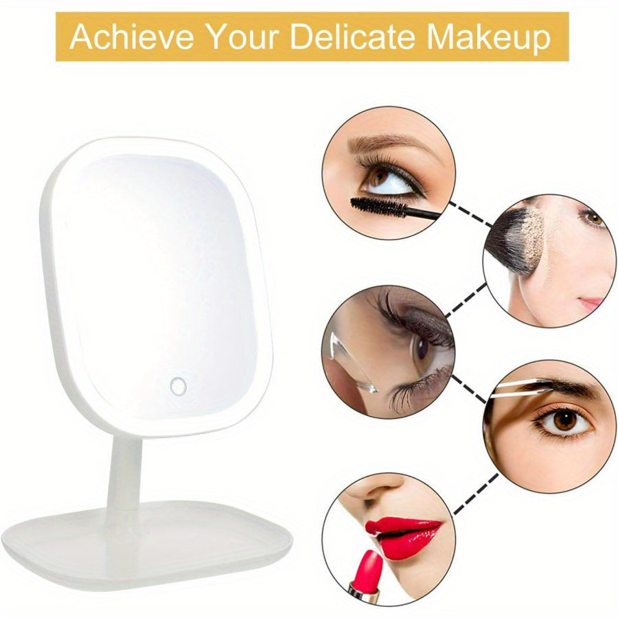 GlowFold — Espejo de Maquillaje LED Compacto con Control Táctil (3 Modos de Luz)