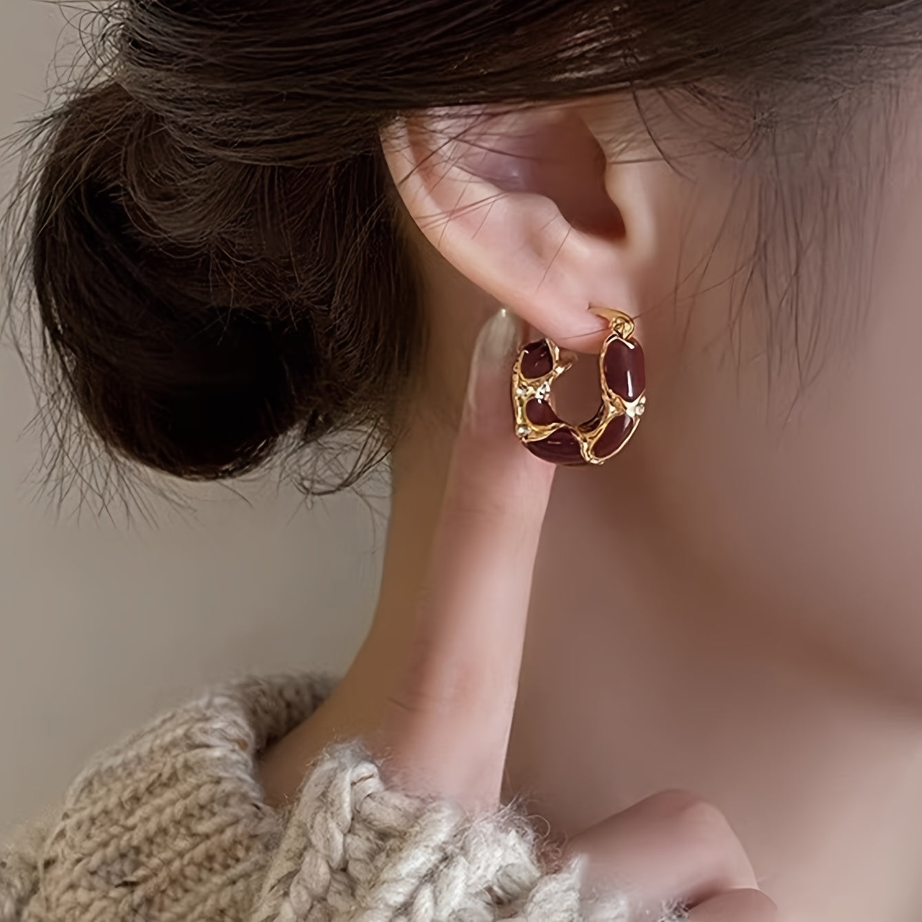 Amber Elegance — Set de 3 Pares de Aros Vintage con Cuentas Ámbar