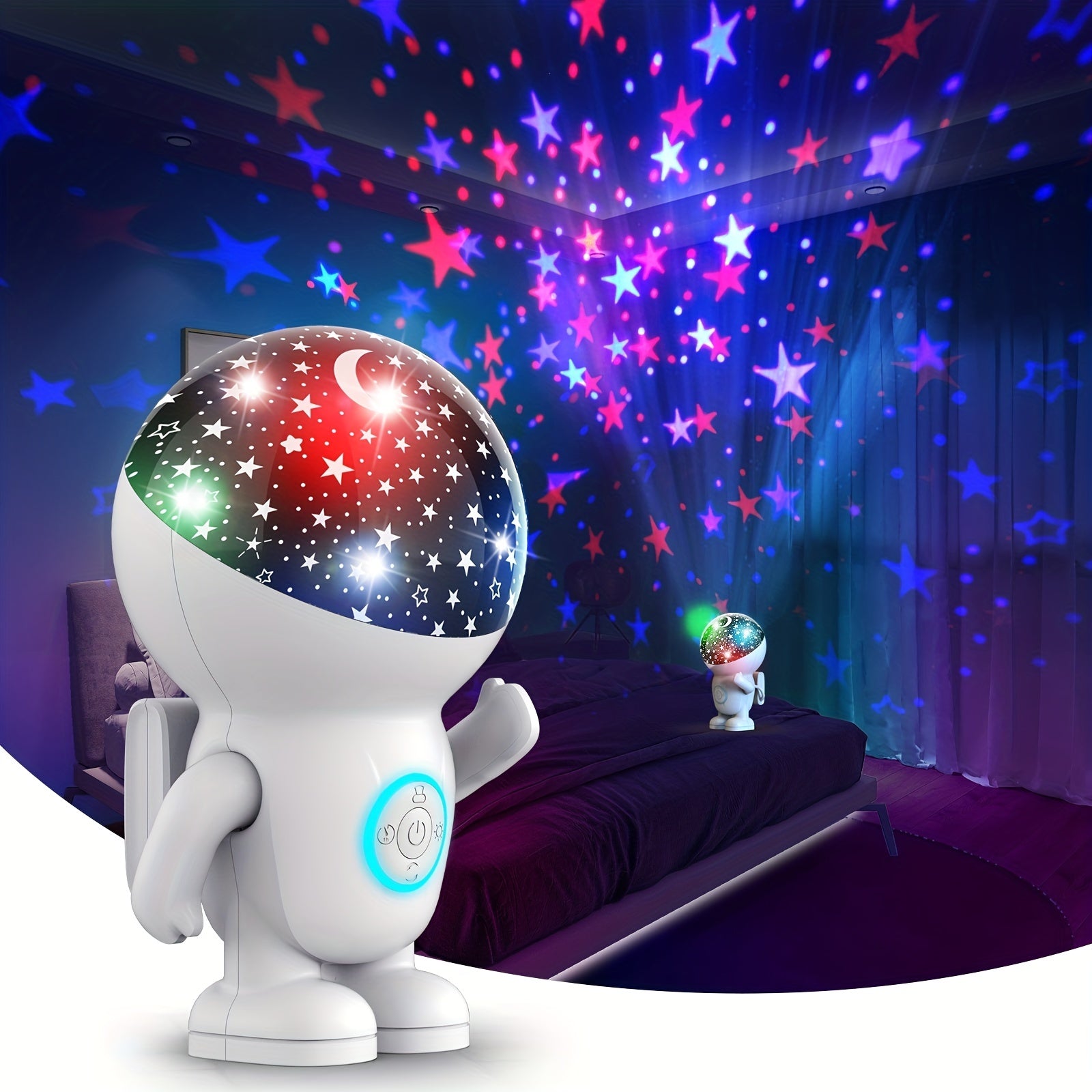 GiieeGii USB-Powered Astronaut Star Projector Night Light for Youngsters - Multicolor LED, Auto Shut-Off, Plastic with Matte Finish, Ideal for Bedroom Ambiance for Halloween and Christmas, Holiday Decoration, Sleep Aid, Space