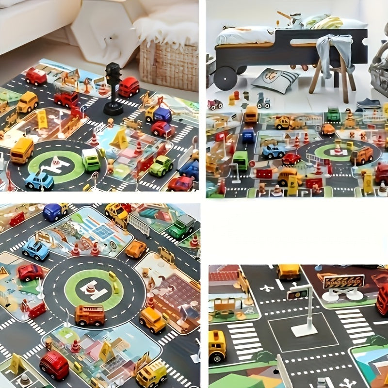 Popular Game City Theme City Traffic City Epidemic Prevention Engineering Map Field Scene Map Big Map Traffic Car Game Mat Non woven Fabric with Coating Waterproof and Moisture proof Mat