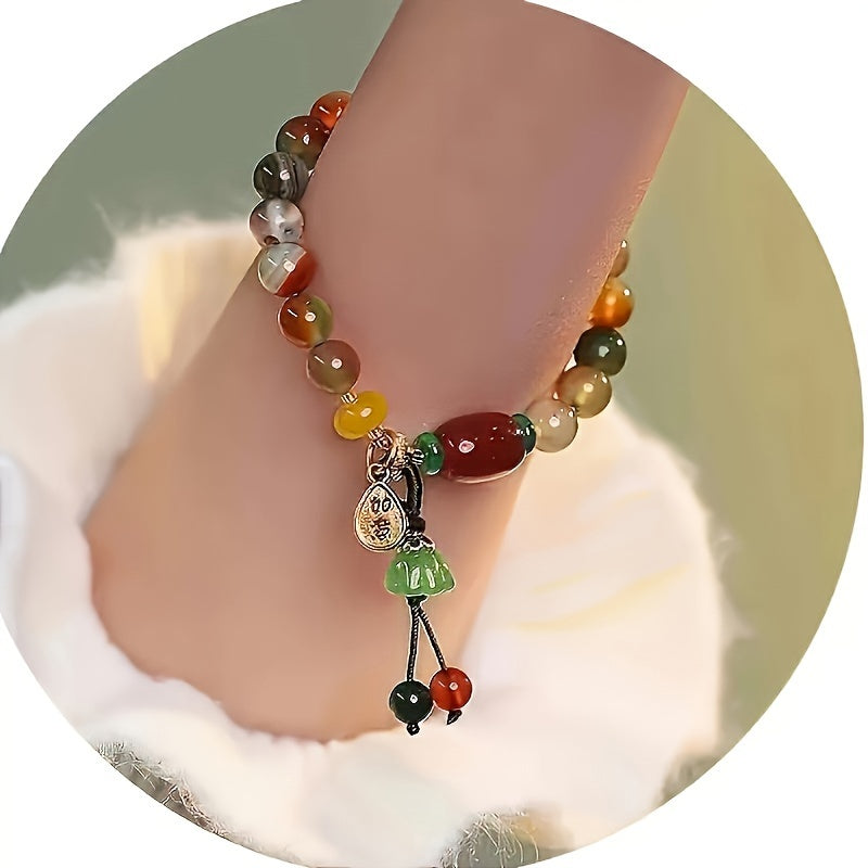 Chic Vintage-Inspired Colorful Good Luck Charm Bracelet - Adjustable, Perfect Gift for Birthdays & Holidays