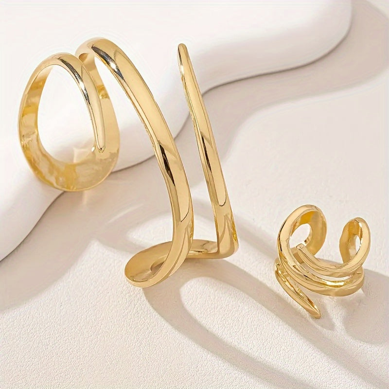Golden Aura — Set de Pulsera y Anillo en Acero Inoxidable Dorado