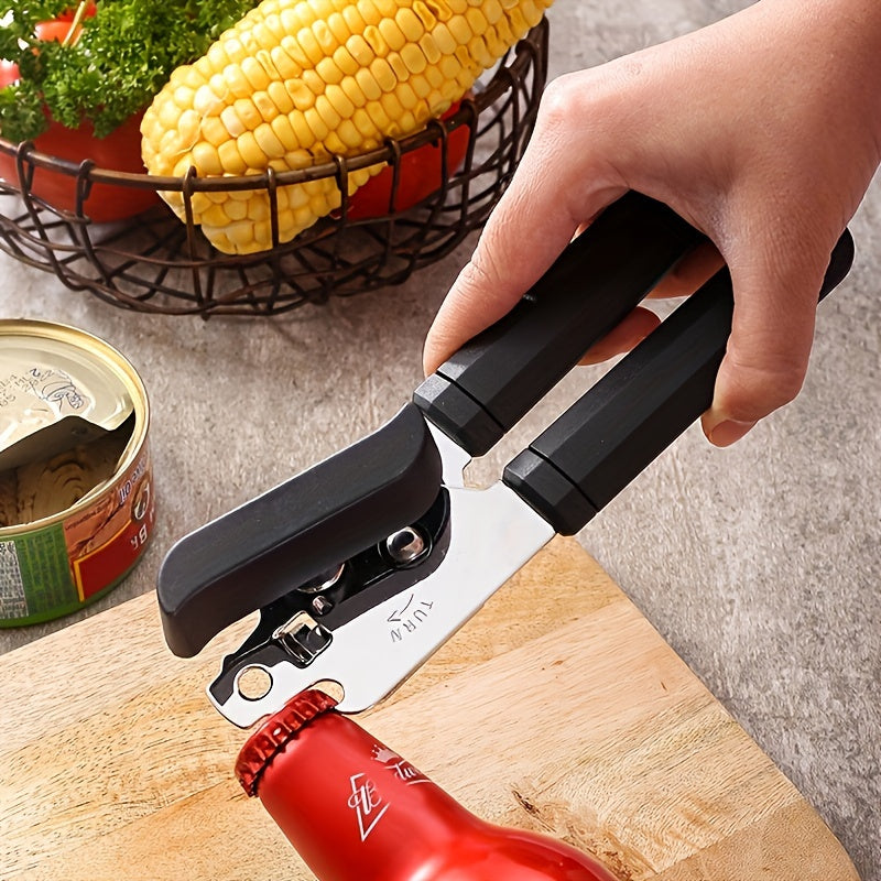 3-in-1 Stainless Steel Can Opener, Multi-Functional Manual Opener with Strong Grip, Ergonomic Design, Ideal for Home, Restaurant, Kitchen Use, No Power Required