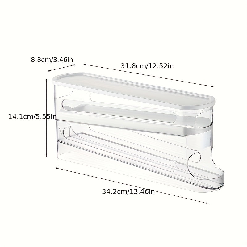 Adjustable Rolling Egg Holder for Refrigerator Door, Stackable, Durable Plastic, Fits 18 Eggs, with No Battery Required, for Kitchen Organization Accessory