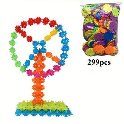 FlakeFun VT — Set de 199/299 Bloques de Copo de Nieve para Niños (Colores Mixtos, Plástico Seguro)