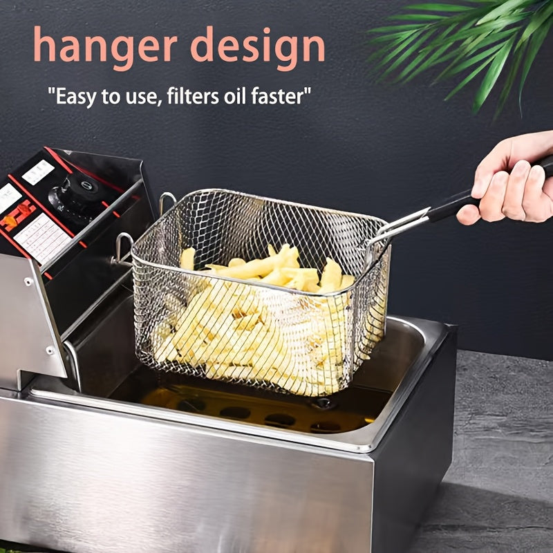 Stainless Steel Frying Basket with a Foldable Handle, Heat-Resistant Mesh, Suitable for Frying French Fries, Chicken Wings, And Snacks, Easy to Clean, a Cooking Tool for Both Home And Commercial Kitchens.