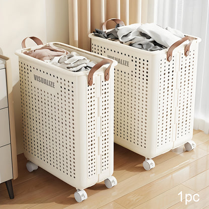 AirSort BE — Canasto de Ropa Sucia de Gran Capacidad (Plástico Transpirable, Organización Higiénica para Baño y Hogar)