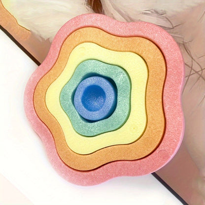 FlorEquilibrio RF — Set de 5 Piedras Sensoriales en Forma de Flor (Antideslizantes, Color Rosado, Material PP)