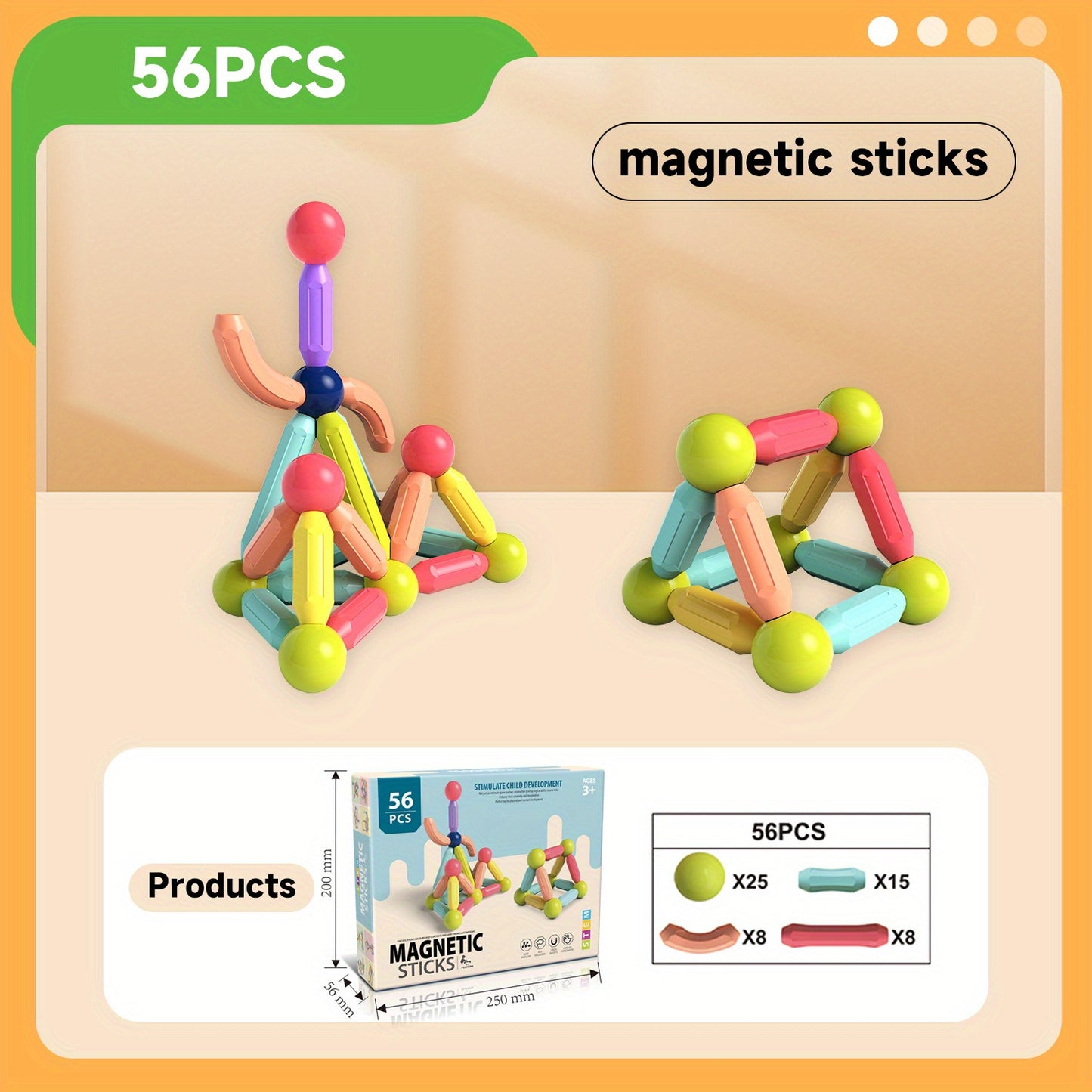 MagniPlay GR — Set de 26 a 166 Bloques Magnéticos para Niños (Juego STEM, Colores Mixtos)