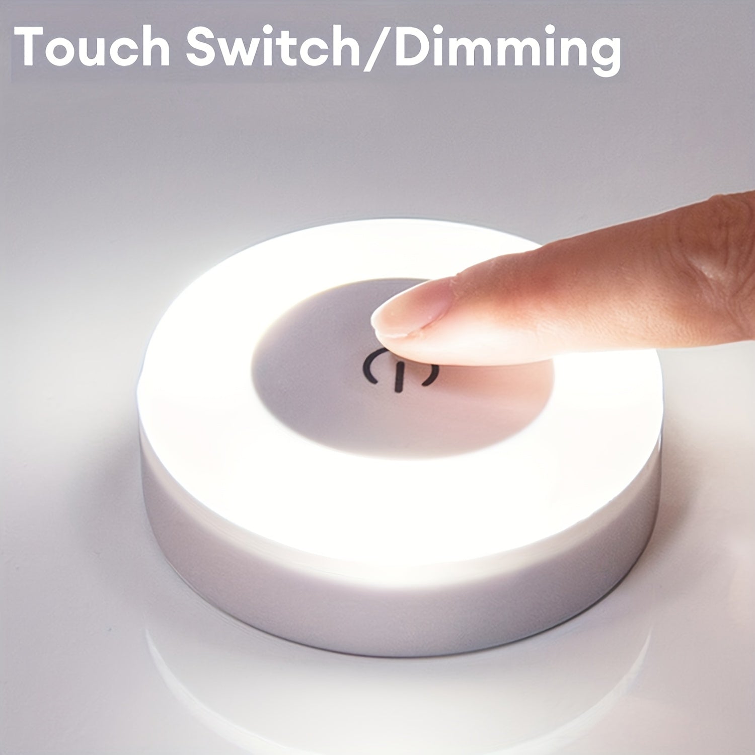 Modern LED Touch Night Light, Dimmable Bedside Lamp with Rechargeable 400mAh Lithium Battery, Warm/Cool White Light, Plastic Shade, Freestanding Design for Bedroom, Hallway, Living Room, Washroom, Closet - Battery-Powered & A