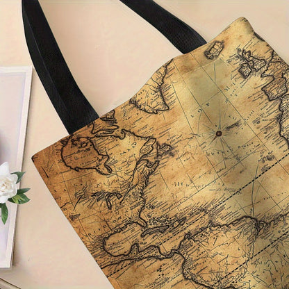 MapTote XN — Bolso de Tela con Mapa Vintage (Poliéster Resistente, Estilo Retro Cartográfico)