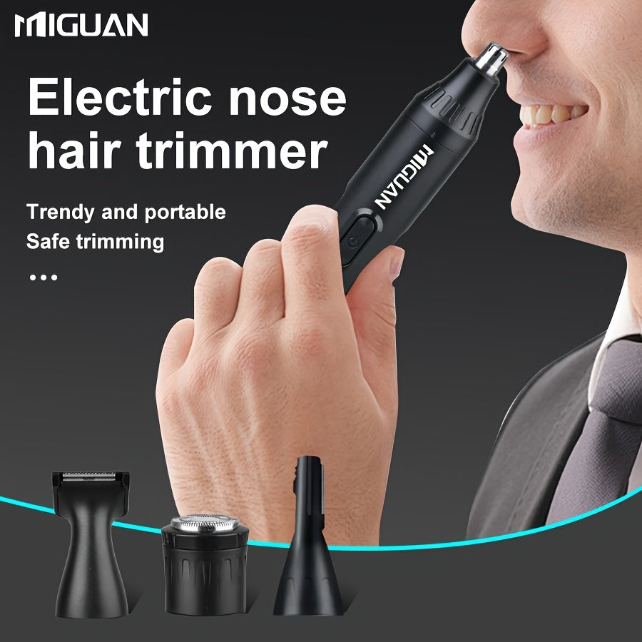 4-in-1 Professional Hair Clipper Kit USB Rechargeable Nose Ear Hair Trimmer, Beard Eyebrow Razor, Men's Grooming Tool, Black, 500mAh Battery, Personal Care Essential |Sleek Black Design Durable Construction, Haircut Must-Have