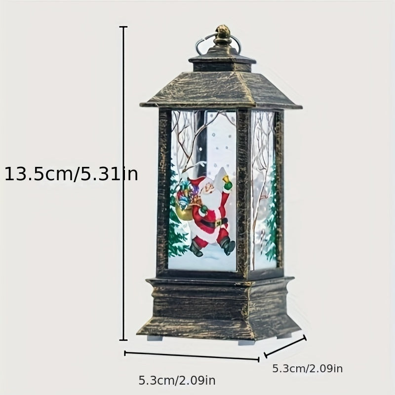 2pcs Santa Claus and Snowman Pattern Christmas Decorations, Mini Oil Lamp LED Flame Candle Lanterns with Realistic Flickering Effect - Suitable for Ages 14+