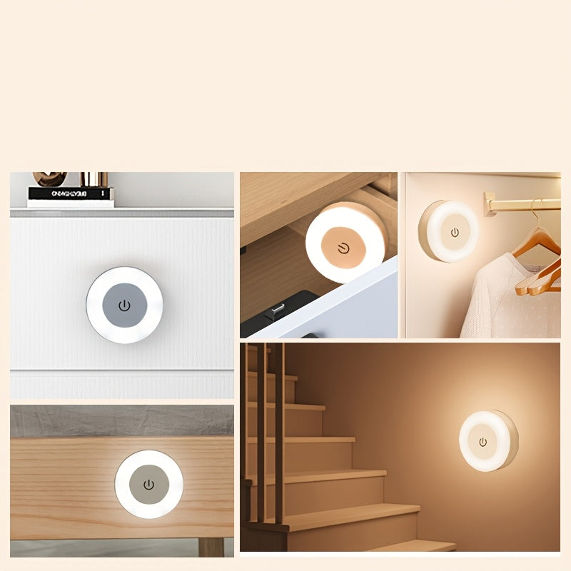 Modern LED Touch Night Light, Dimmable Bedside Lamp with Rechargeable 400mAh Lithium Battery, Warm/Cool White Light, Plastic Shade, Freestanding Design for Bedroom, Hallway, Living Room, Washroom, Closet - Battery-Powered & A