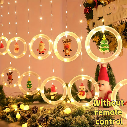 LuzNavidad Glam — Cortina de Luces LED Navideñas con Diseños Rústicos (USB, Blanco)