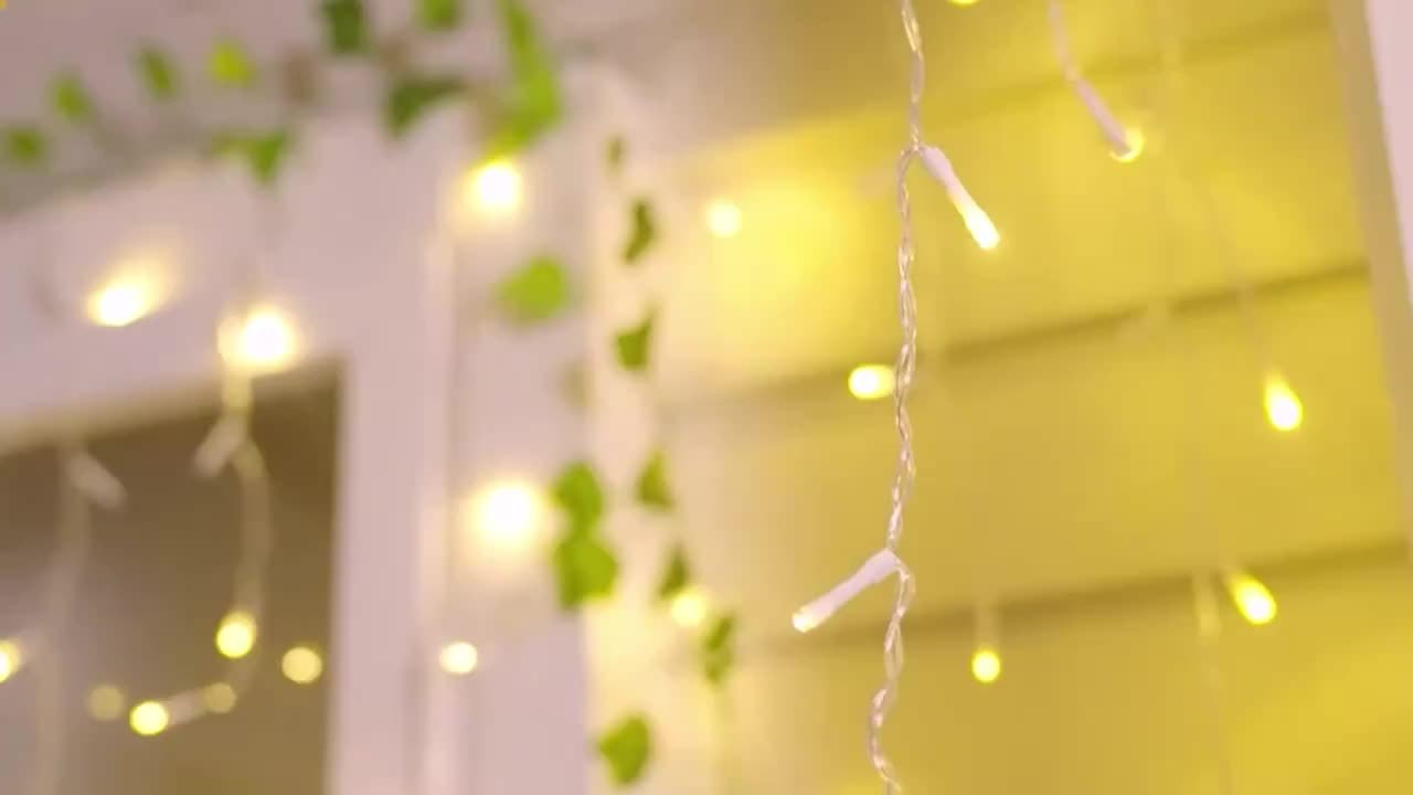 CascadaLuz AMILL — Cortina de Luces Solares para Exteriores (59,98m x 7,19m, 8 Modos con Control Remoto)