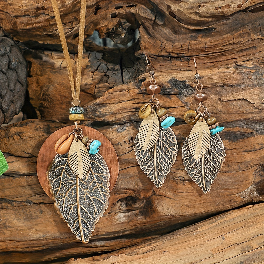 Boho Leaf — Set de Joyería Étnica Vintage (3 Piezas)