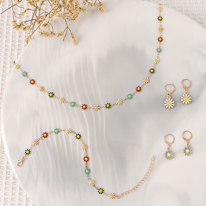 BloomSpirit — Set de Collar, Pulsera y Aros con Crisantemos Vintage