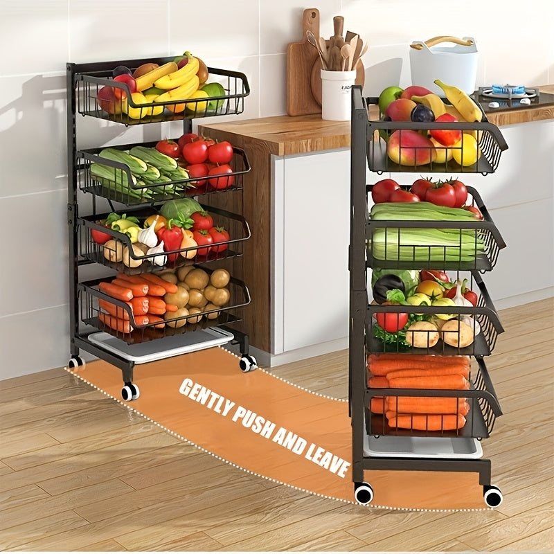 Heavy-Duty Stainless Steel Utility Cart with Locking Brake Wheels, No Assembly Needed - Heavy-Duty Construction, Space-Saving Design for Kitchen, Office, Warehouse - Ideal for Home, Commercial Use - HEART LEAF, Food Storage,
