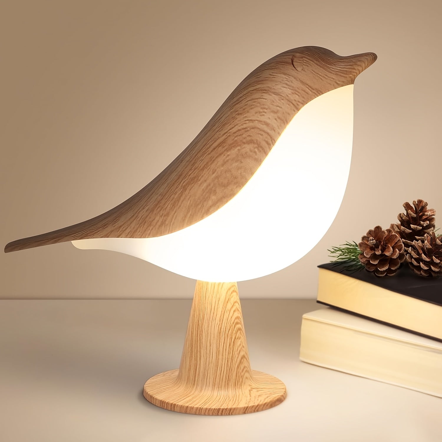 1pc Dimmable Bird Desk Lamp with Touch Control | Cordless Table Lamp with 3 Color Temperature and Sensor LED Night Light Rechargeable Bedside Lamp Wall Light Decoration for Desk Bedroom Living Room