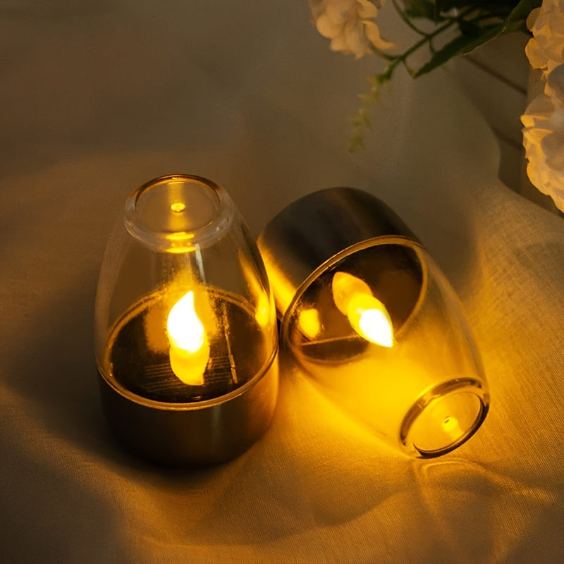 Solar Flame Set — 6 Velas LED Solares de Acero Inoxidable