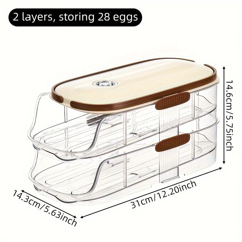 EggSlide CW — Organizador de Huevos para Refrigerador con Rodamiento Automático (1/2/3 Niveles, Material PP+PET, Gran Capacidad)