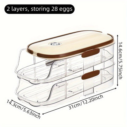 EggSlide CW — Organizador de Huevos para Refrigerador con Rodamiento Automático (1/2/3 Niveles, Material PP+PET, Gran Capacidad)