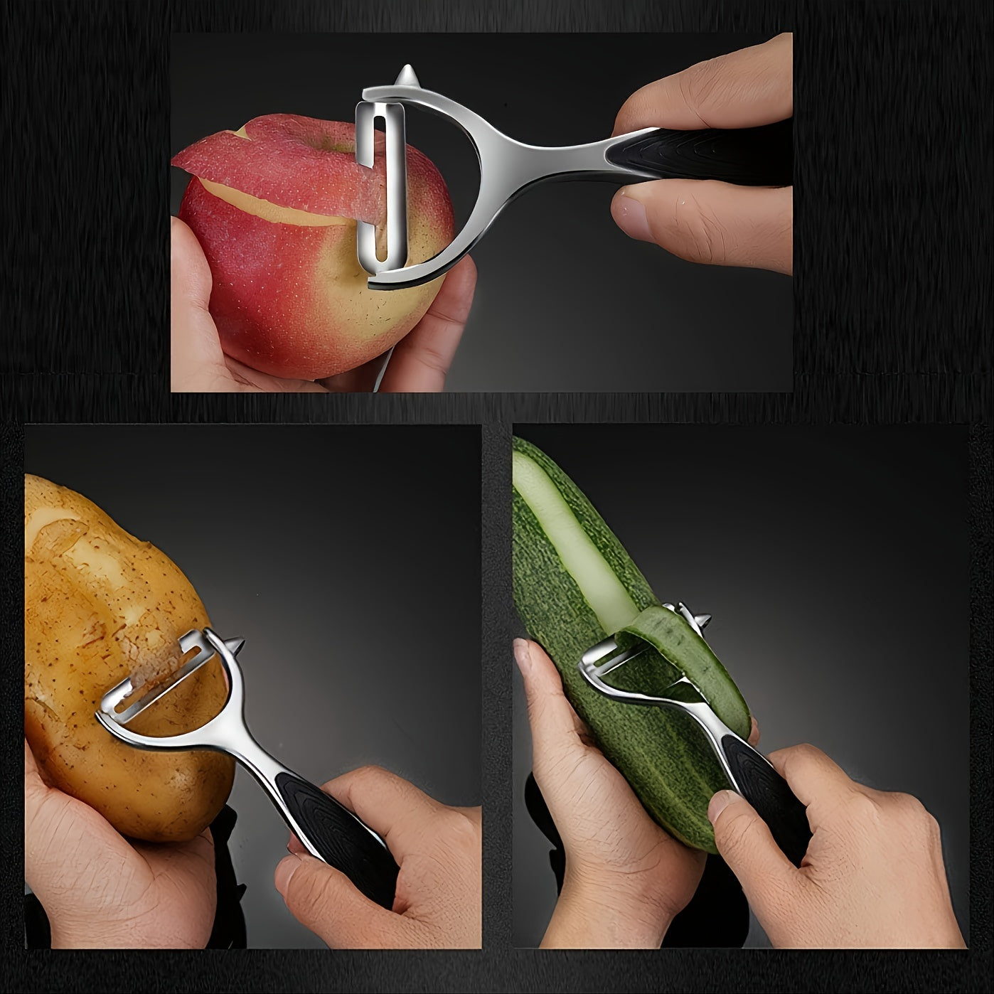 2pcs Stainless Steel Vegetable and Fruit Peeler with Non-Slip Handle and Sharp Blades - Easy to Use for Precision Peeling, Suitable for Kitchen Use, Kitchen Accessories